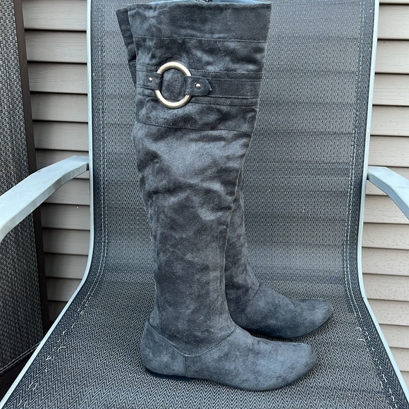 Qupid flat high boots in faux suade size 7 - Picture 6 of 9